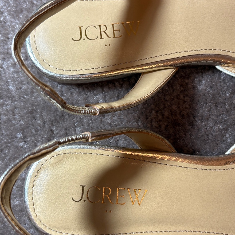 J. Crew gold metallic pointy toe slingback flats - Picture 4 of 8